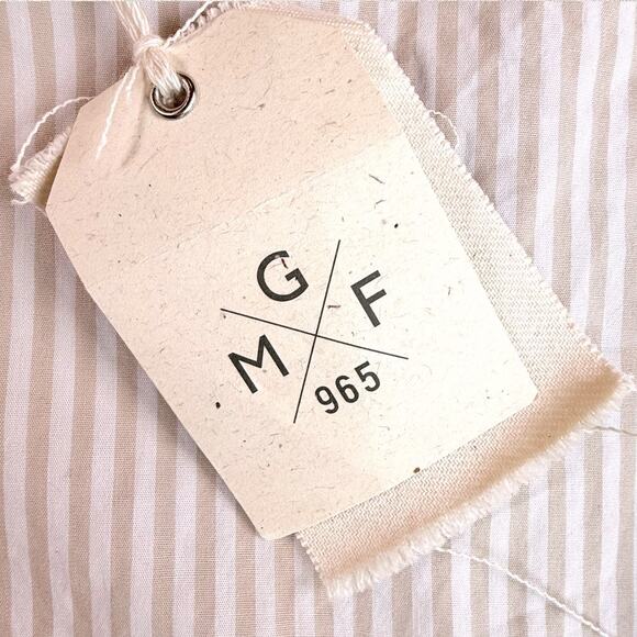 NWT GMF 965 Tan White Striped Cotton Italian Luxury Sports Dress Shirt 42 16.5 - Picture 2 of 12